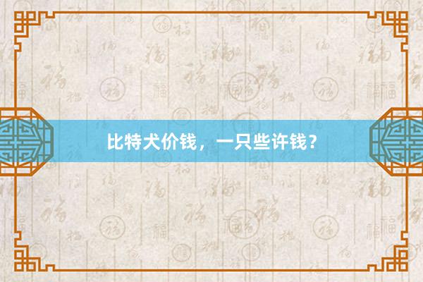 比特犬价钱，一只些许钱？
